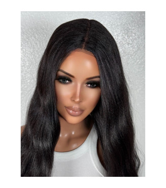 Black Soft Brazilian Texture Loose Body Wave 22 Human Hair Blend Lace Wig