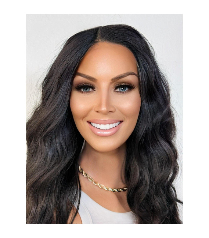 Matte Jet Black Human Hair Blend Wig, Textured Hair Wig, Natural Thick Wavy Lace Part