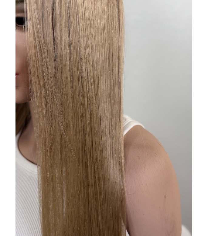 Natural Blonde Long Straight 26 Human Hair Blend Wig, Pre-Plucked 13x6 Free Part HD