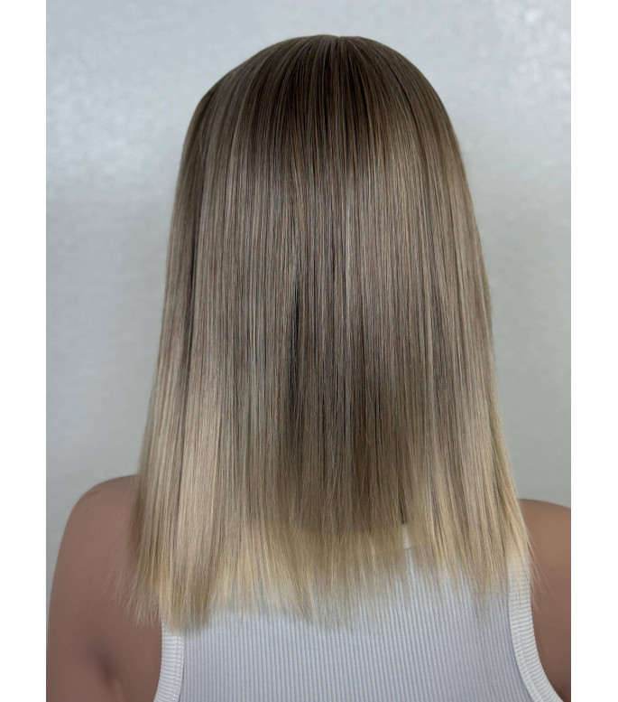 Platinum Light Ash Blonde Ombre Synthetic Short Bob Wig | White Blond Balayage Money
