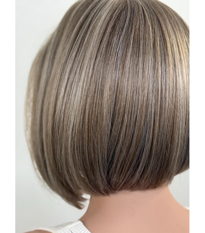 Ashy Blonde Short Bob Human Hair Blend Free Part 13 by 6 Lace Frontal Wig