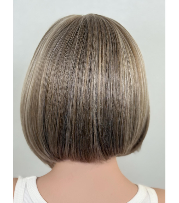 Ashy Blonde Short Bob Human Hair Blend Free Part 13 by 6 Lace Frontal Wig