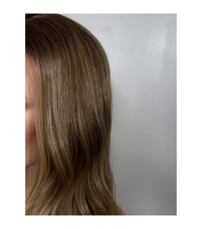 Toasted Multi-Tonal Wheaty Blonde Balayage Free Part Human Hair Blend Lace Wig, Brown