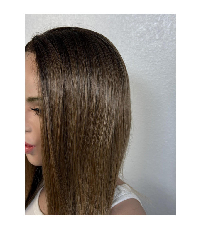Dark Blonde Ash Ombr Free Part Human Hair Blend Lace Wig