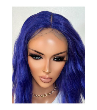 Electric Royal Purple Wig, PeekABoo Mix Short Wavy Lace Front Wig, Costume Glitchy Bold