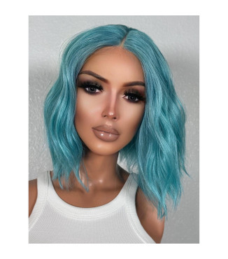 Turquoise Ocean Wave Blue Short Wavy Bob Wig