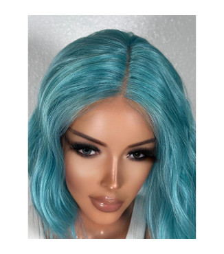 Turquoise Ocean Wave Blue Short Wavy Bob Wig