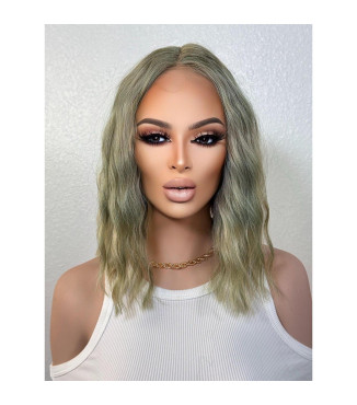 Candy Apple Green Short Wavy Bob Lace Front Wig, Fun Wig for Party, Cosplay, Anime