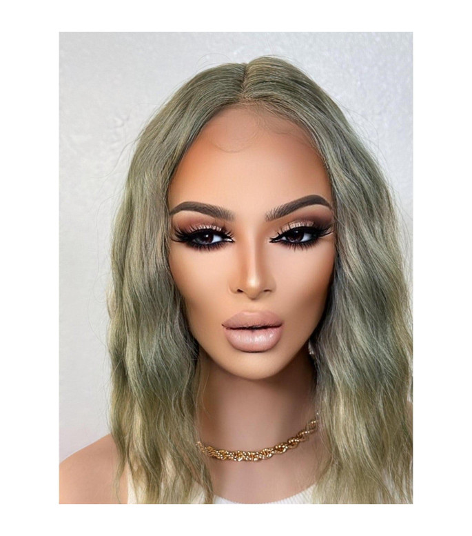 Candy Apple Green Short Wavy Bob Lace Front Wig, Fun Wig for Party, Cosplay, Anime