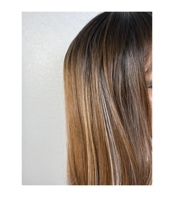 Brown Blonde Human Hair Blend Wig with Bangs, No Lace Full Basic Style Beginner Wig for