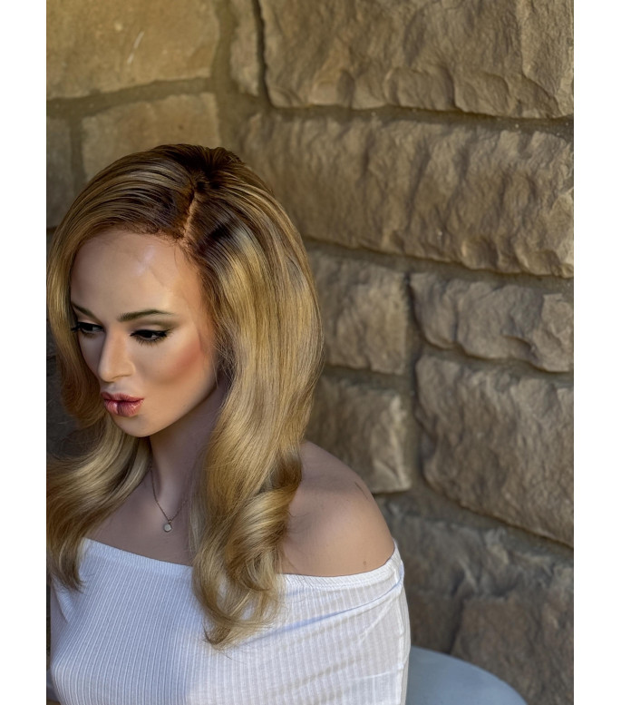 Creamy Sun-Kissed Blonde Human Hair Lace Top Wig