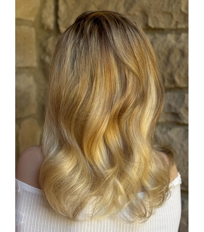 Creamy Sun-Kissed Blonde Human Hair Lace Top Wig
