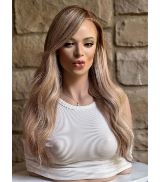 Creamy Vanilla Blonde Wig, Ash Brown Soft Natural Roots | 18 Lace Top 150 Density | Blond
