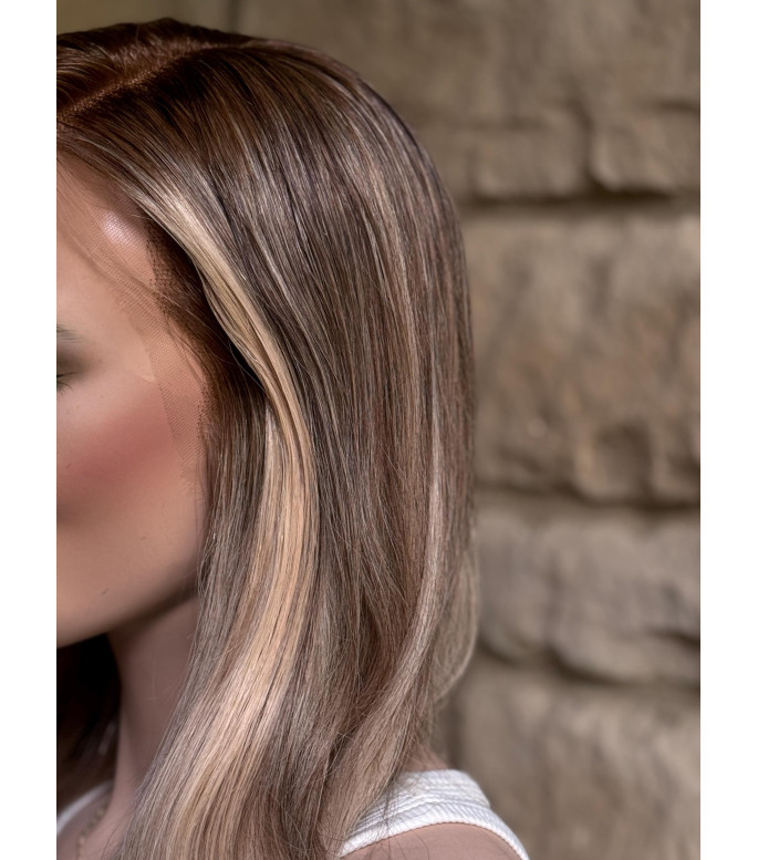 Creamy Vanilla Blonde Wig, Ash Brown Soft Natural Roots | 18 Lace Top 150 Density | Blond