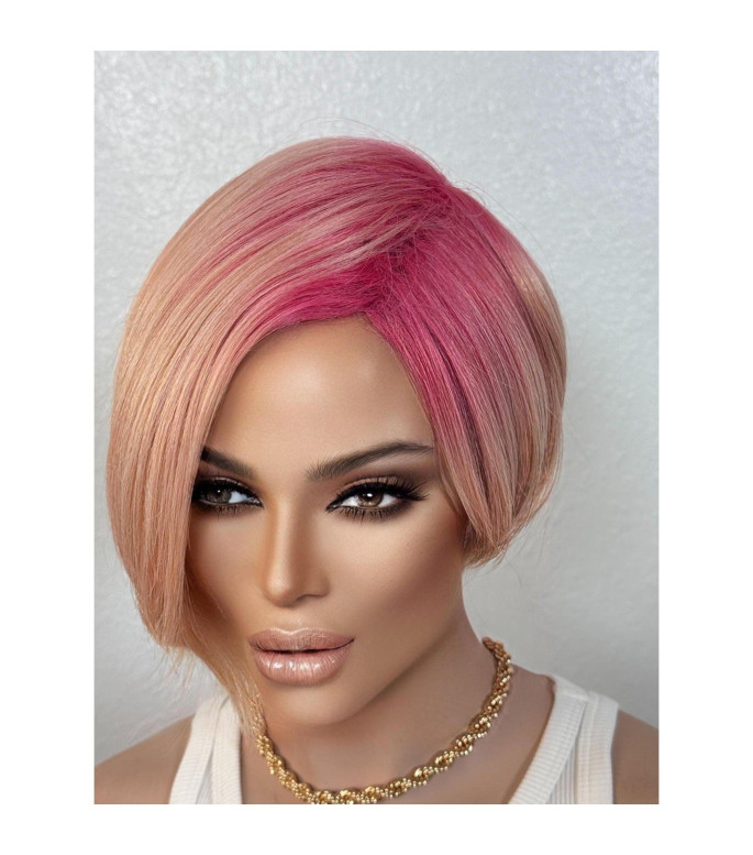 Short Pink Wig/ Breast Cancer Awareness Hairstyle Wig/ Theatrical Fantasy Unicorn Fuchsia
