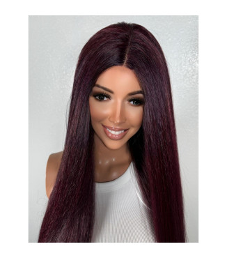 Purple Human Hair Blend Eggplant Mixed with Strands of Midnight Black 30 inch Super Long