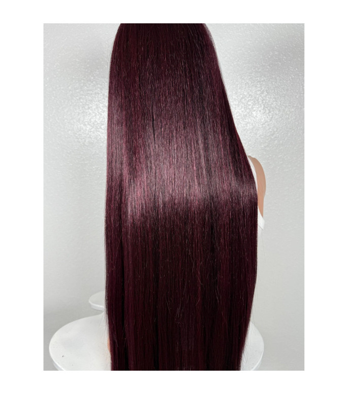 Purple Human Hair Blend Eggplant Mixed with Strands of Midnight Black 30 inch Super Long