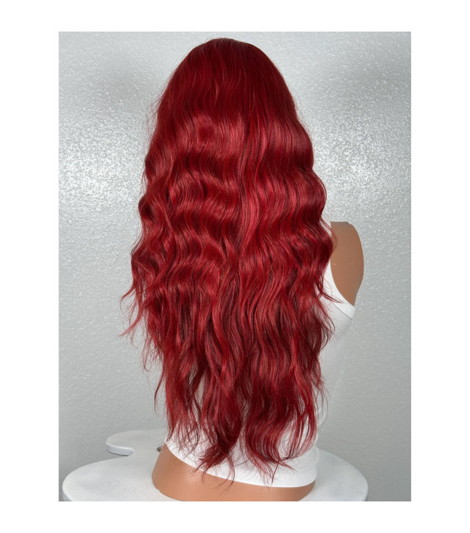 Red Multi-Layered Wavy 22 inch Lace Front Wig, 13x6 Free Parting Multi-Directional Wig