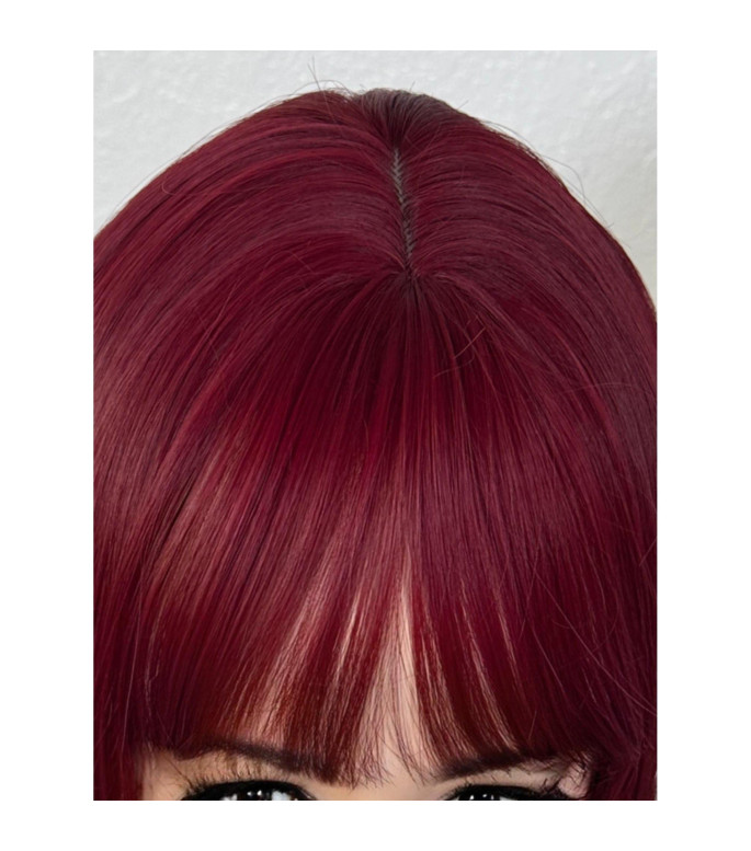 Red Wig, Ruby Wicked Witch Cosplay Style Red Wig, Long Hair with Fringe Bangs, Jessica
