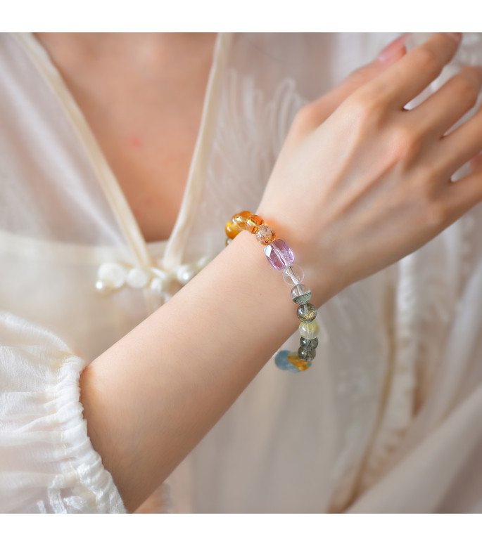Multi-Gemstone Crystal Healing Bracelet for Women, 8mm Beads, Includes Gift Box