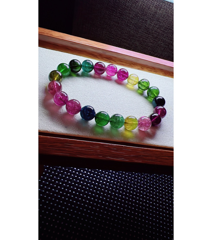 327F11 exquisite rainbow tourmaline bracelet, size 9mm, weight 24.7g, crystal 327F11 exquisite rainbow tourmaline bracelet, size 9mm, weight 24.7g, crystal