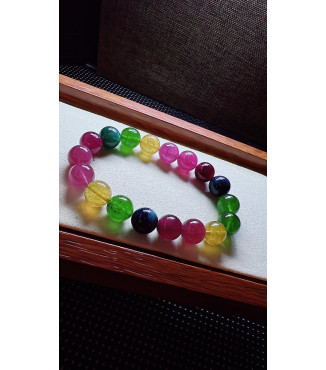 327F10 exquisite rainbow tourmaline bracelet, size 10.2mm, weight 34.6g, crystal