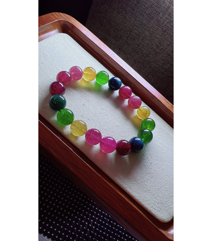327F10 exquisite rainbow tourmaline bracelet, size 10.2mm, weight 34.6g, crystal 327F10 exquisite rainbow tourmaline bracelet, size 10.2mm, weight 34.6g, crystal