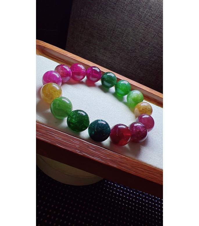 327F9 exquisite rainbow tourmaline bracelet, size 14mm, weight 67.6g, crystal 327F9 exquisite rainbow tourmaline bracelet, size 14mm, weight 67.6g, crystal