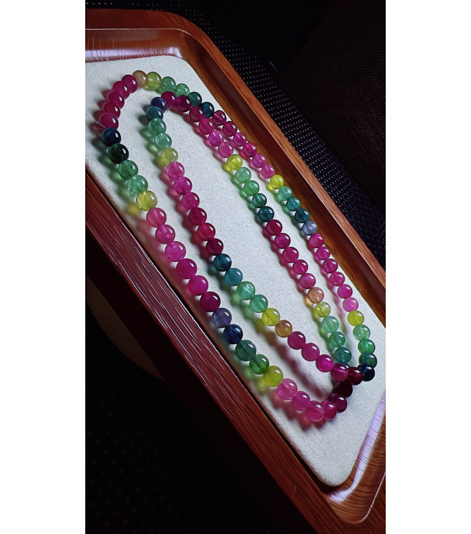 327F8 exquisite color code tourmaline three circle bracelet, specification 5.8mm, weight