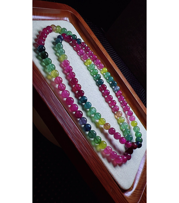 327F8 exquisite color code tourmaline three circle bracelet, specification 5.8mm, weight