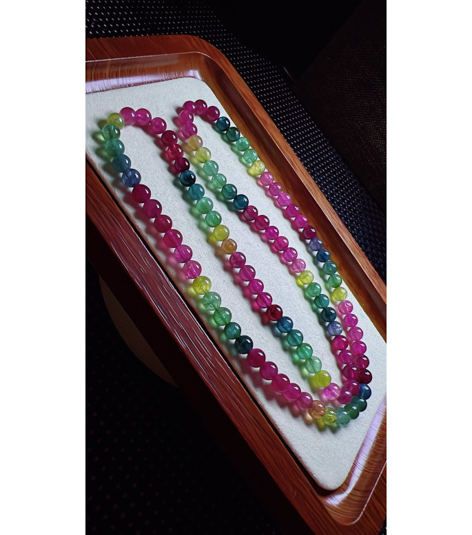 327F8 exquisite color code tourmaline three circle bracelet, specification 5.8mm, weight