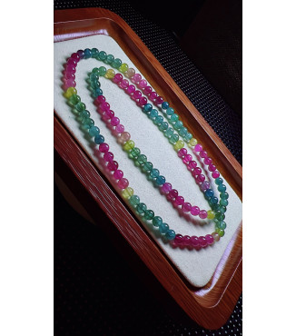 327F7 exquisite color code tourmaline three circle bracelet, size 5mm, weight 23.4 grams