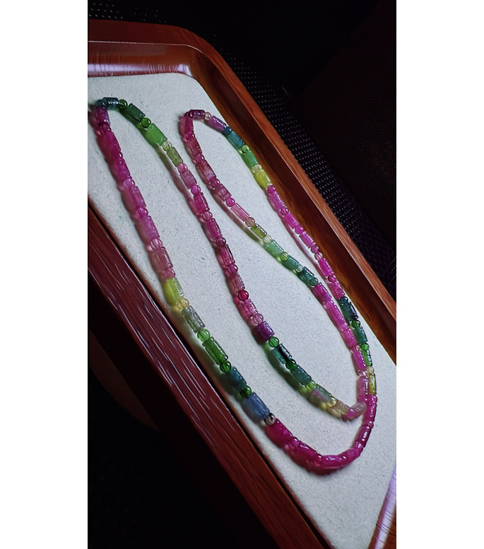 327F6 exquisite patterned bead tourmaline three turn bracelet, size 3mm, weight 10.6g 327F6 exquisite patterned bead tourmaline three turn bracelet, size 3mm, weight 10.6g