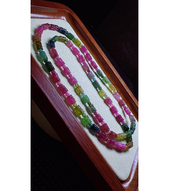 327F5 exquisite rainbow patterned bead tourmaline three turn bracelet, size 4.3mm, weight 327F5 exquisite rainbow patterned bead tourmaline three turn bracelet, size 4.3mm, weight