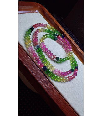 327F4 exquisite rainbow tourmaline three circle bracelet, size 4mm, weight 19.5g, crystal