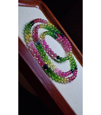 327F4 exquisite rainbow tourmaline three circle bracelet, size 4mm, weight 19.5g, crystal