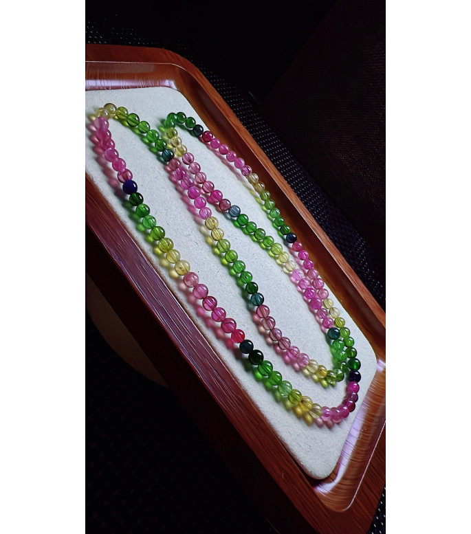 327F4 exquisite rainbow tourmaline three circle bracelet, size 4mm, weight 19.5g, crystal