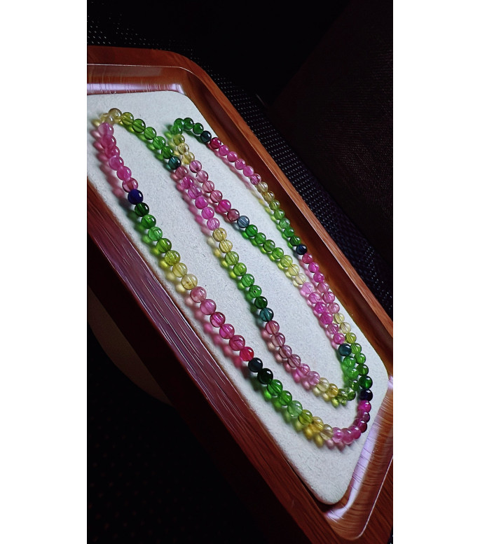 327F4 exquisite rainbow tourmaline three circle bracelet, size 4mm, weight 19.5g, crystal