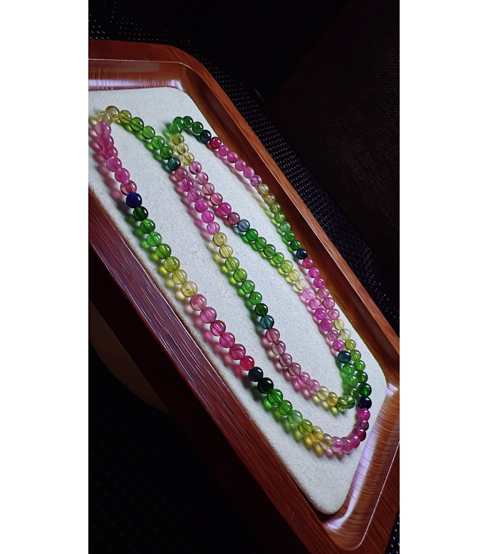 327F4 exquisite rainbow tourmaline three circle bracelet, size 4mm, weight 19.5g, crystal