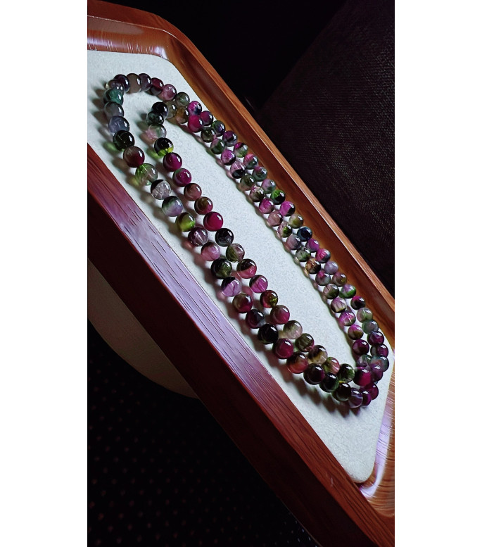 327F2 exquisite old watermelon tourmaline three circle bracelet, specification 5.5mm