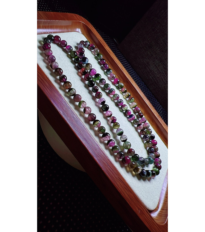 327F2 exquisite old watermelon tourmaline three circle bracelet, specification 5.5mm