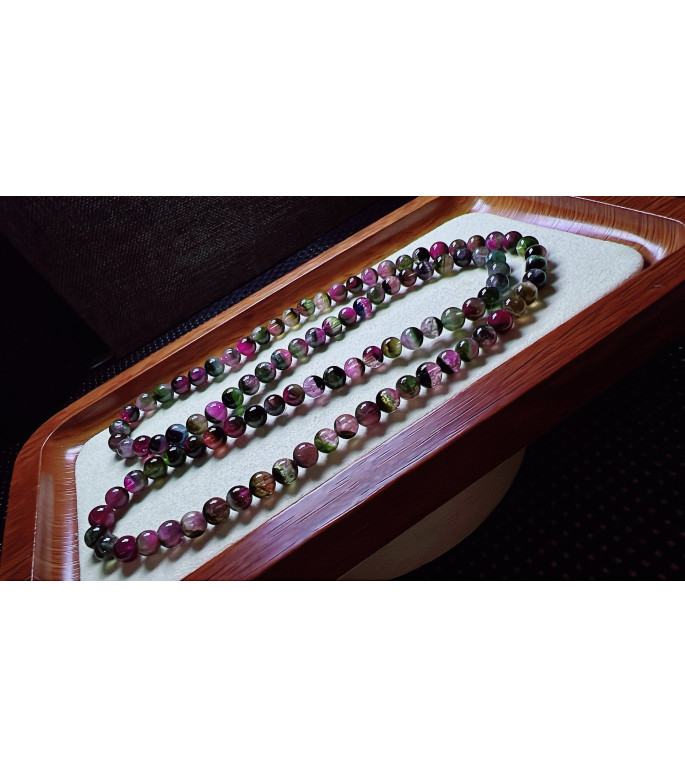 327F2 exquisite old watermelon tourmaline three circle bracelet, specification 5.5mm