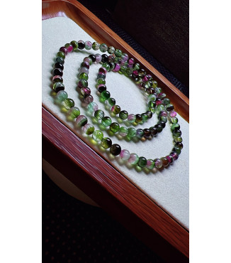 327F1 exquisite old watermelon tourmaline three circle bracelet, size 5mm, weight 22.3g