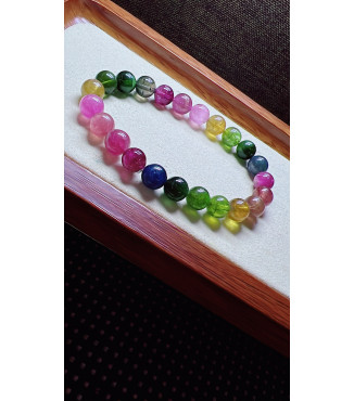325F14 exquisite rainbow tourmaline bracelet, size 8mm, weight 20.3g, crystal