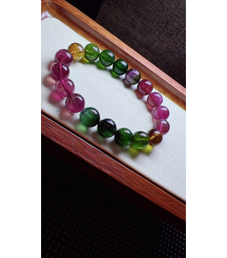325F12 exquisite rainbow tourmaline bracelet, size 11mm, weight 40.5g, crystal
