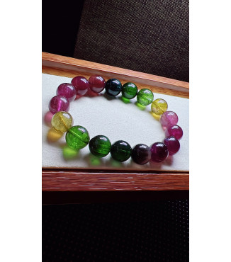325F11 exquisite rainbow tourmaline bracelet, size 11.8mm, weight 49g, crystal