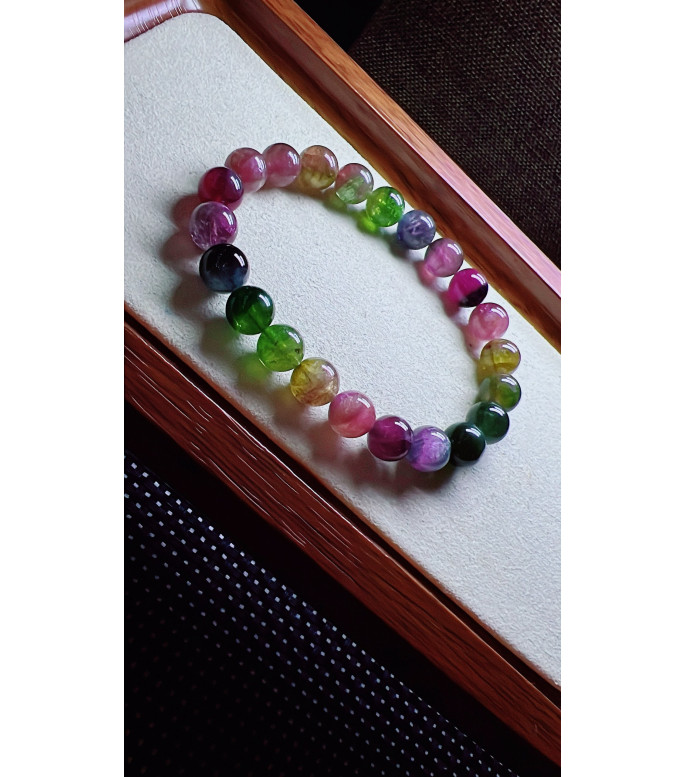 325F9 exquisite watermelon tourmaline bracelet, size 8.5mm, weight 22.5g, crystal