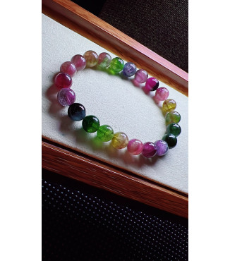 325F9 exquisite watermelon tourmaline bracelet, size 8.5mm, weight 22.5g, crystal