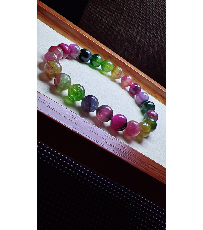 325F9 exquisite watermelon tourmaline bracelet, size 8.5mm, weight 22.5g, crystal