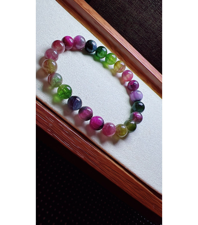 325F9 exquisite watermelon tourmaline bracelet, size 8.5mm, weight 22.5g, crystal